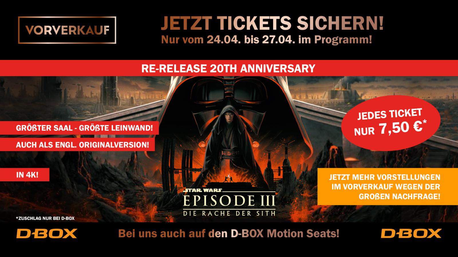 Wiederaufführung: STAR WARS - Episode III Die Rache der Sith
