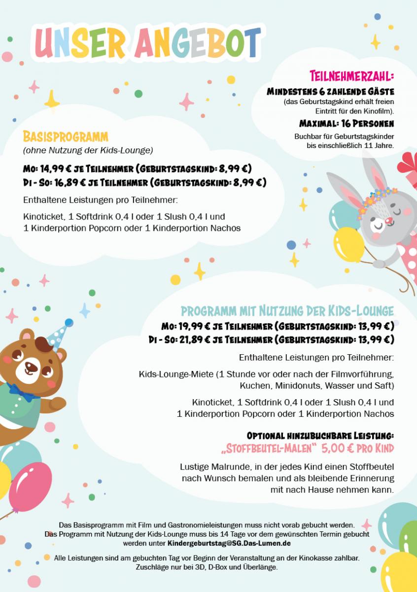 Plakat Kindergeburtstag im LUMEN Solingen