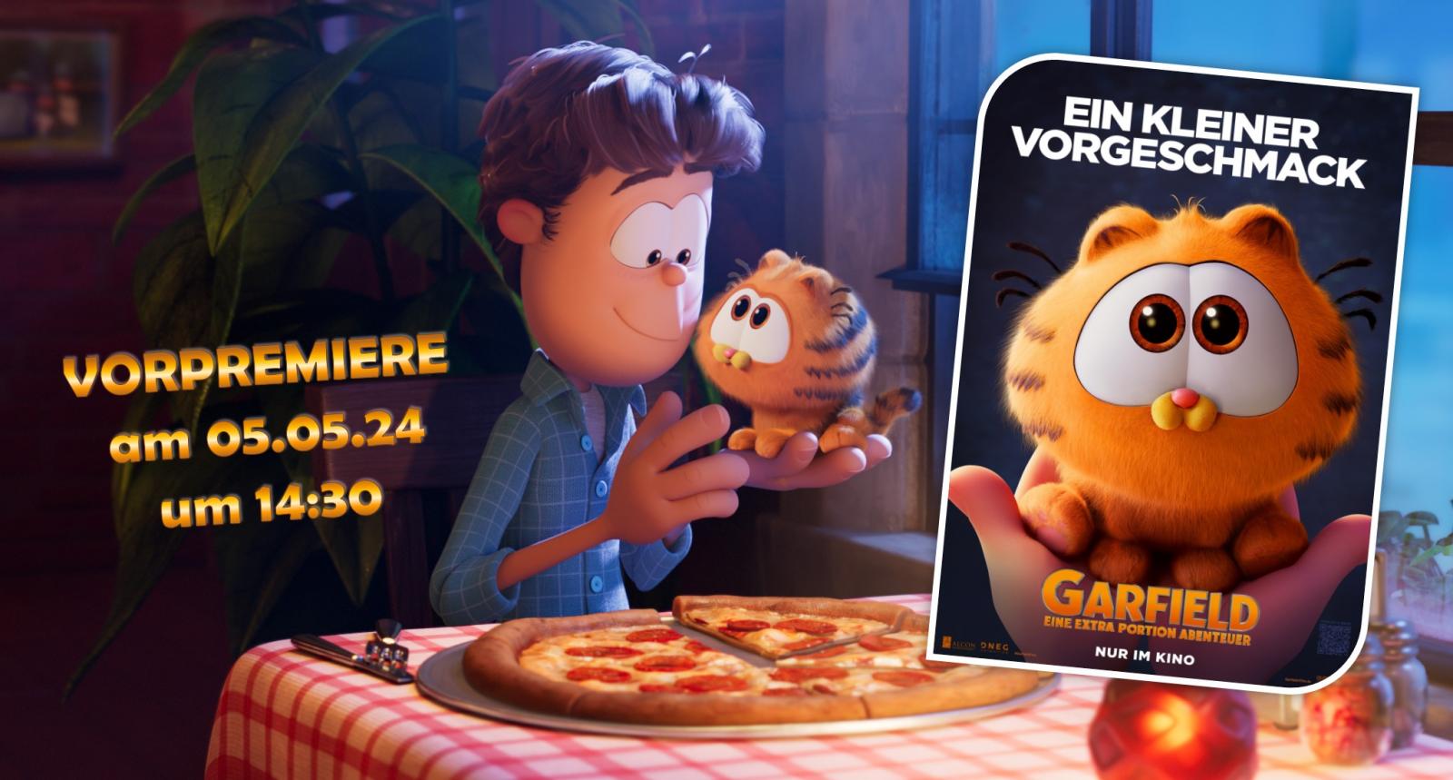 VORPREMIERE FÜR DIE GANZE FAMILIE: "Garfield - Eine Extra Portion Abenteuer" am 05.05.24 bei uns!